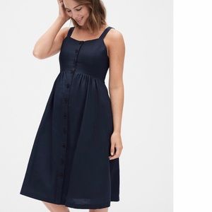 New 2019 Gap Maternity Blue Apron Midi Dress